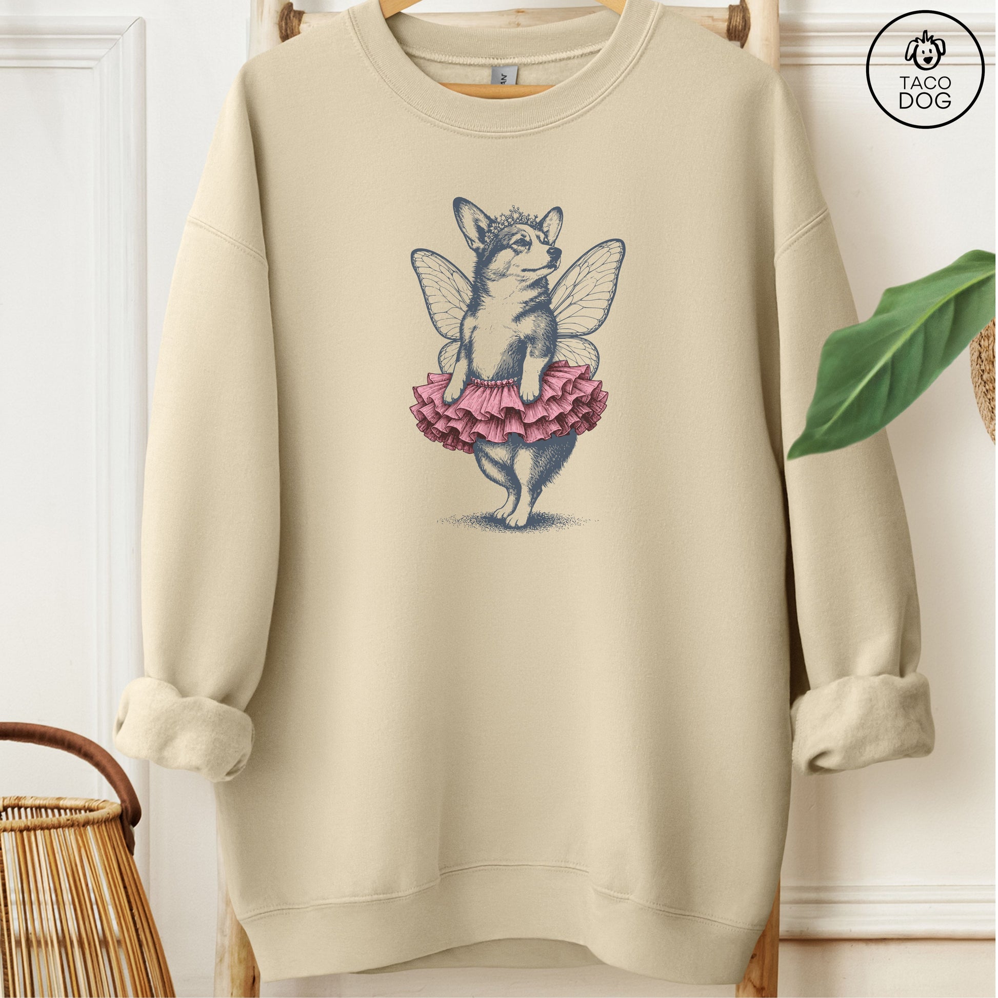 Corgi Fairy Sweatshirt Sand M Taco-Dog