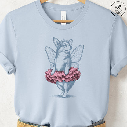 Corgi Fairy T-Shirt Light Blue S Taco-Dog