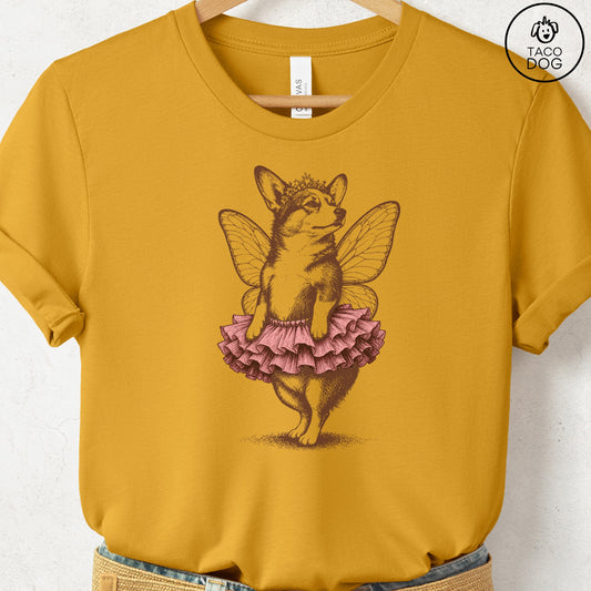 Corgi Fairy T-Shirt Mustard S Taco-Dog