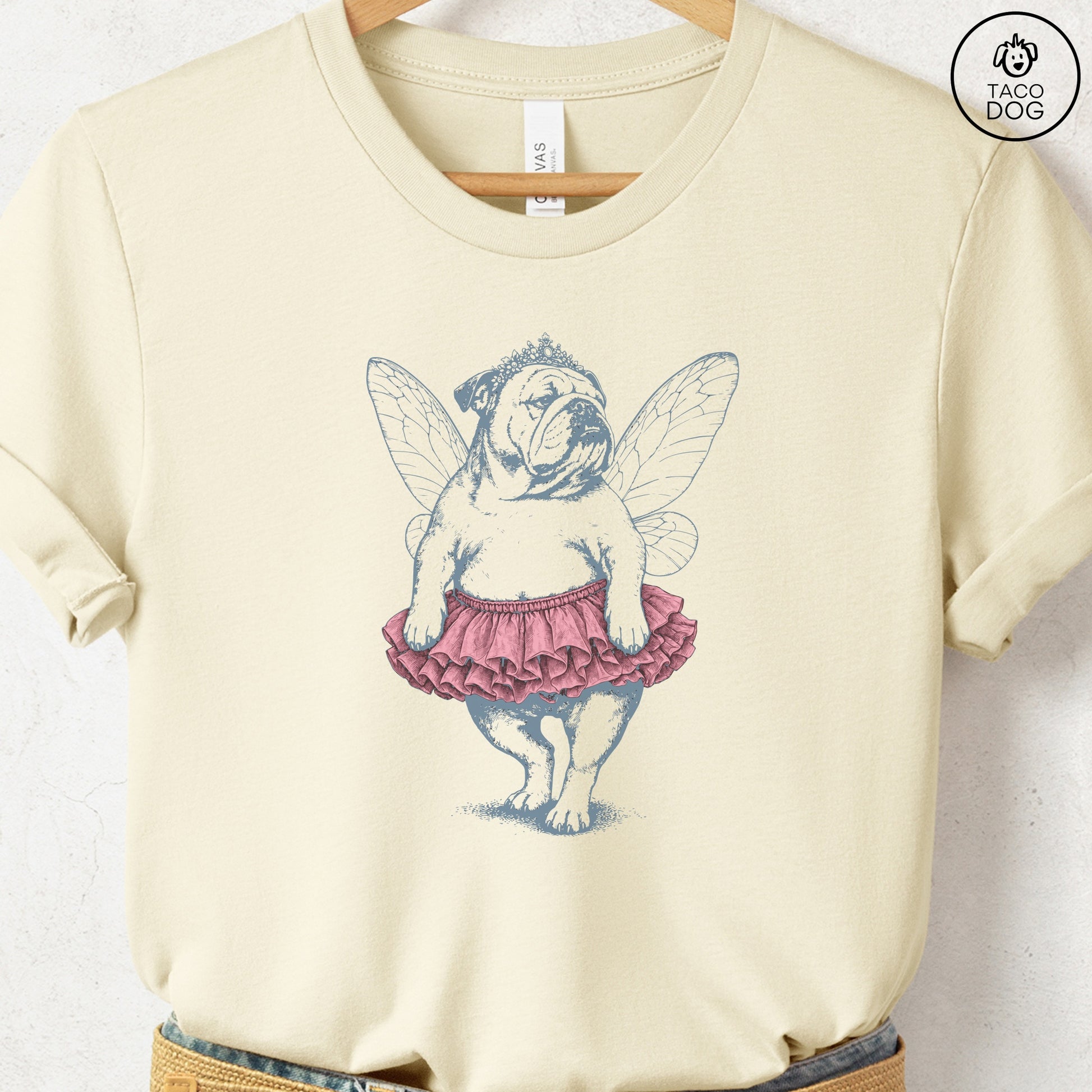 English Bulldog Fairy T-Shirt Natural S Taco-Dog