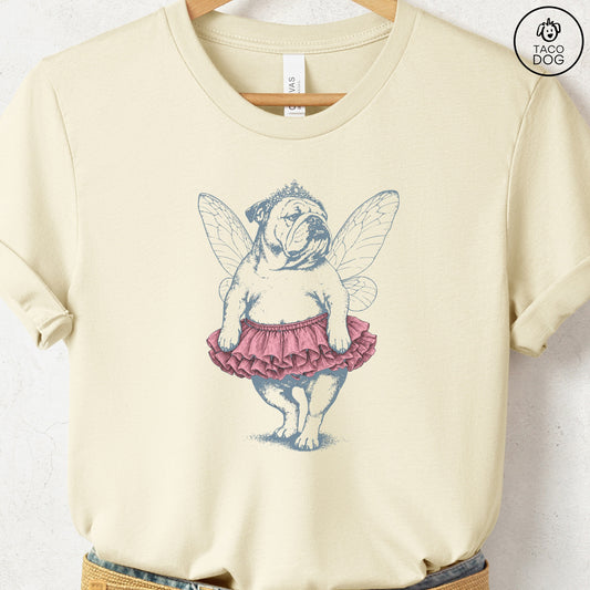 English Bulldog Fairy T-Shirt Natural Taco-Dog