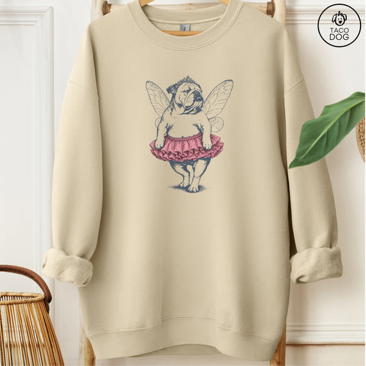 English Bulldog Fairy Sweatshirt Sand Taco-Dog
