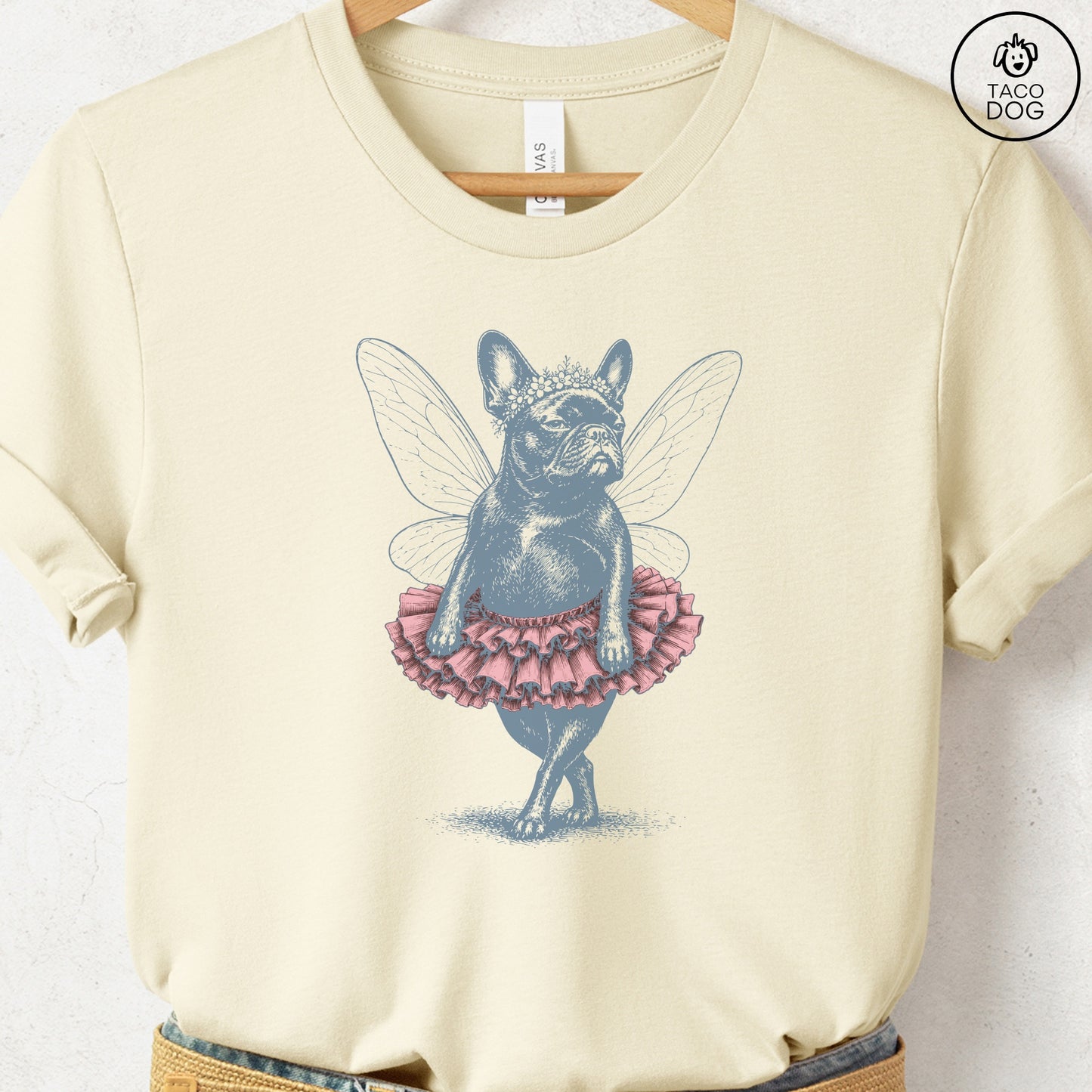 French Bulldog Frenchie Fairy T-Shirt Natural S Taco-Dog
