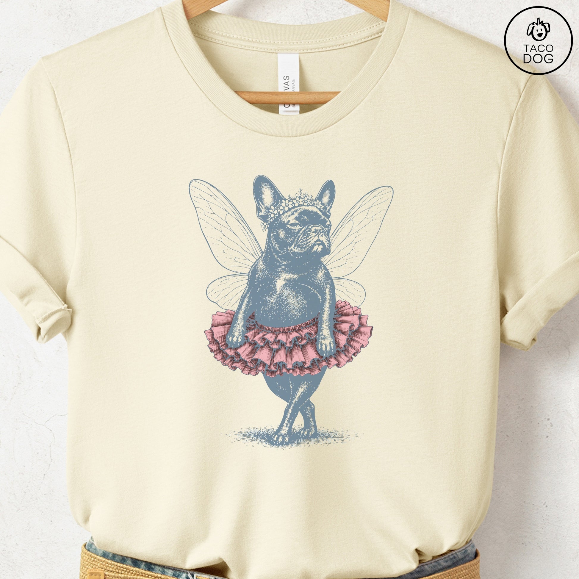 French Bulldog Frenchie Fairy T-Shirt Natural S Taco-Dog