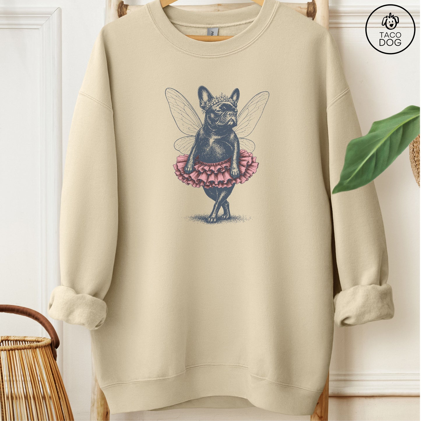 French Bulldog Frenchie Fairy Sweatshirt Sand M Taco-Dog