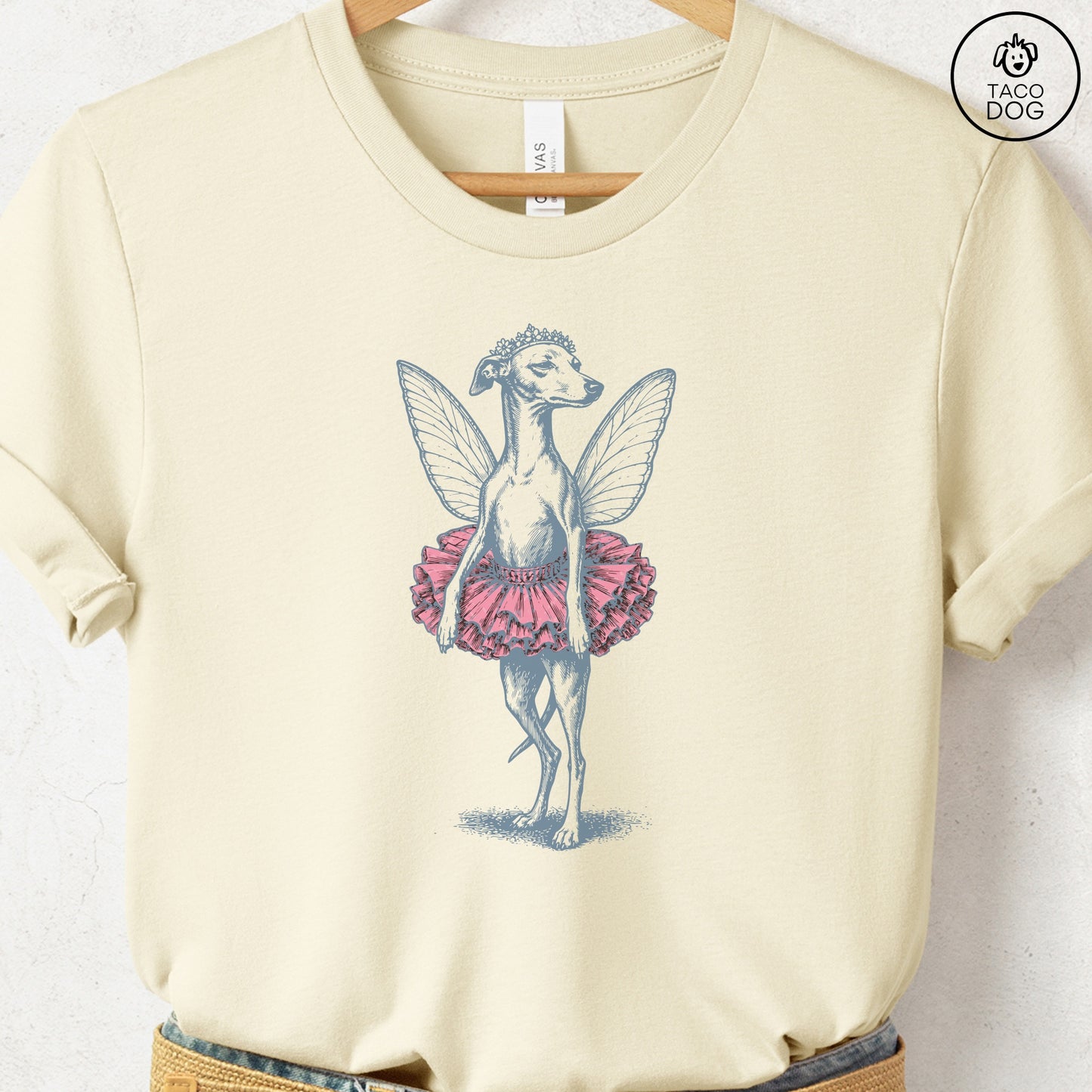 Italian Greyhound Whippet Fairy T-Shirt Natural S Taco-Dog