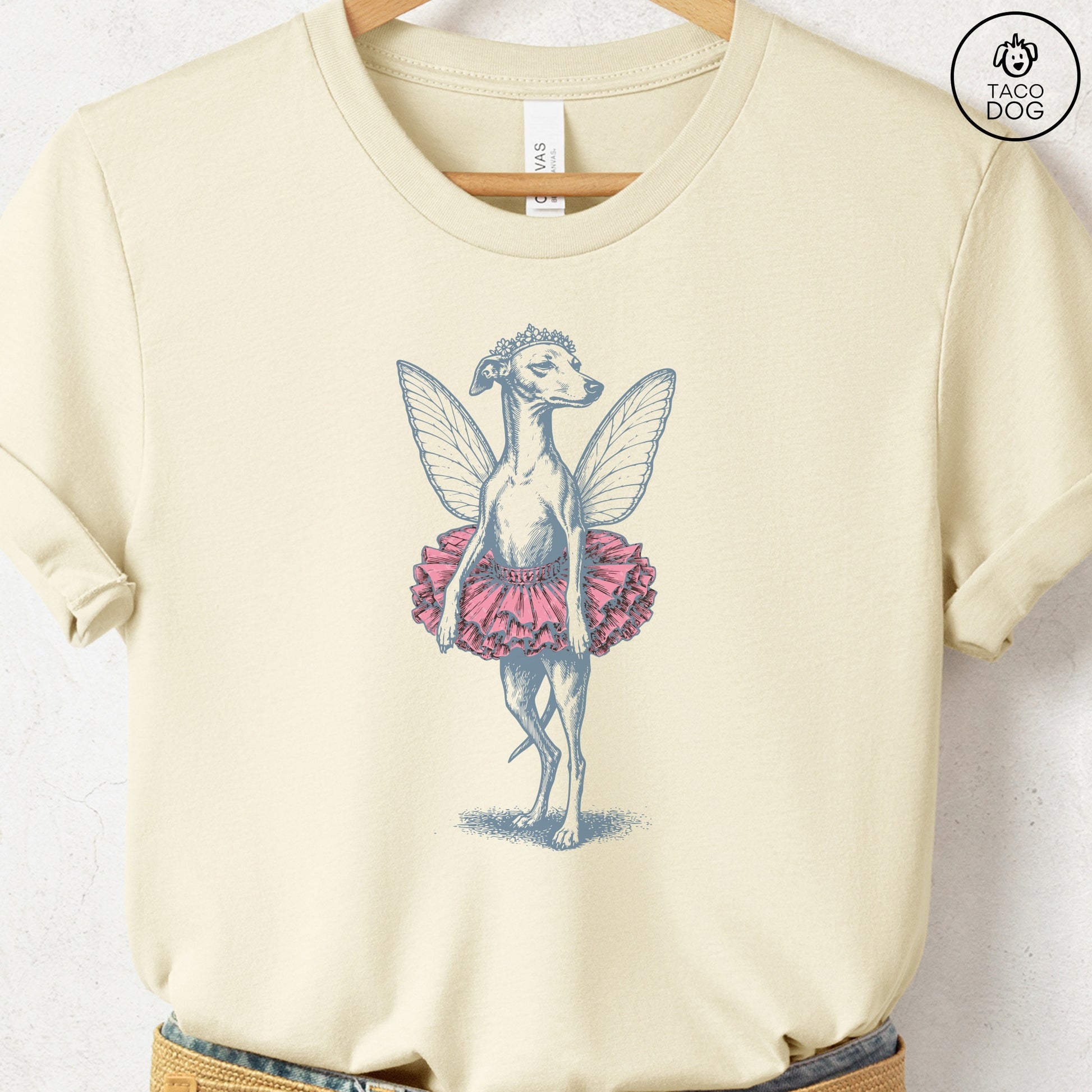 Italian Greyhound Whippet Fairy T-Shirt Natural S Taco-Dog
