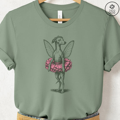 Italian Greyhound Whippet Fairy T-Shirt Sage S Taco-Dog