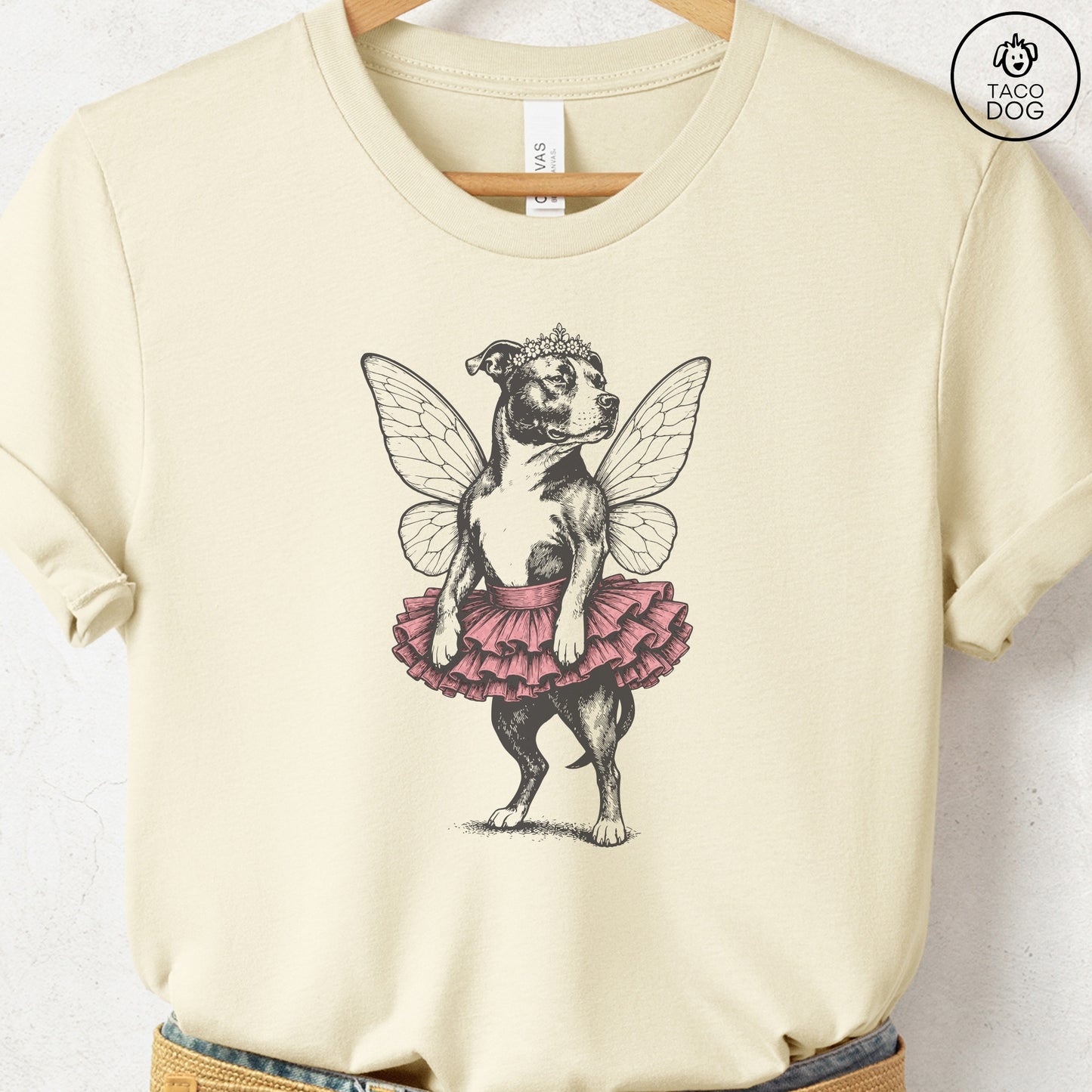 Pitbull Fairy T-Shirt Natural S Taco-Dog