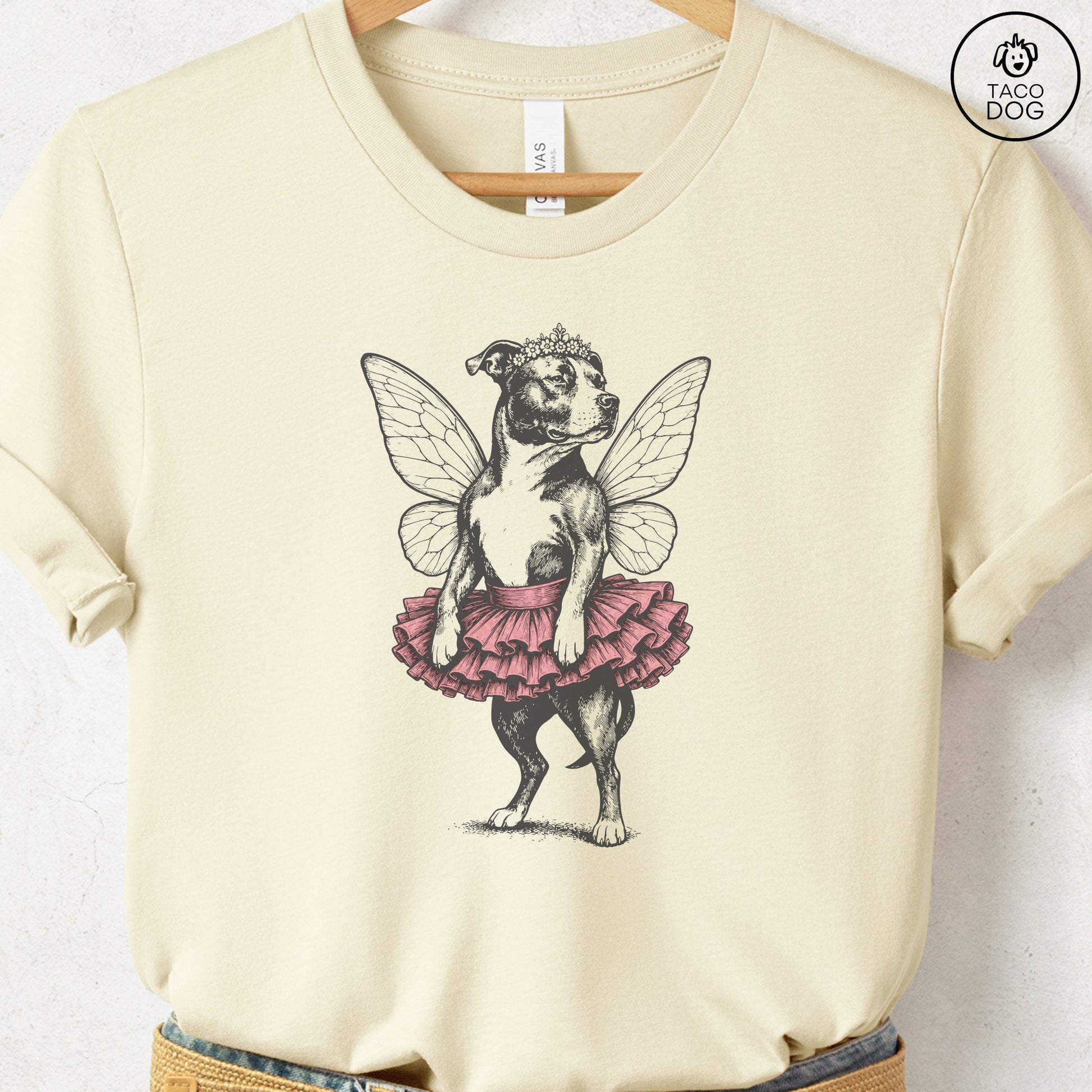 Pitbull Fairy T-Shirt Natural S Taco-Dog