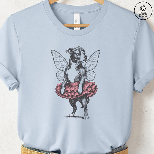 Pitbull Fairy T-Shirt Light Blue S Taco-Dog