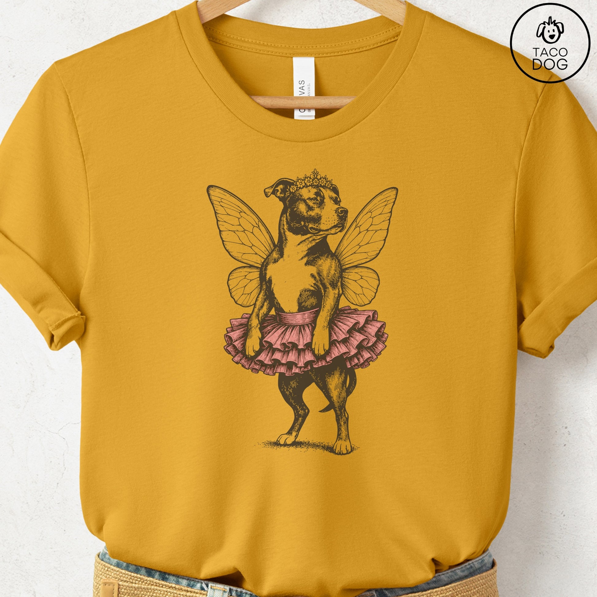 Pitbull Fairy T-Shirt Mustard S Taco-Dog