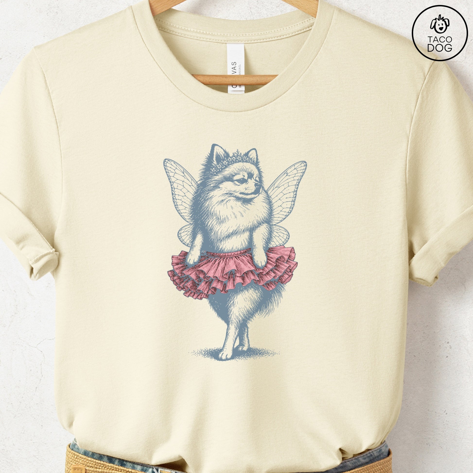 Pomeranian Fairy T-Shirt Natural S Taco-Dog