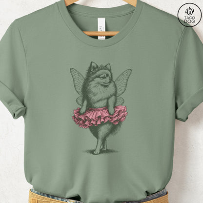 Pomeranian Fairy T-Shirt Sage S Taco-Dog