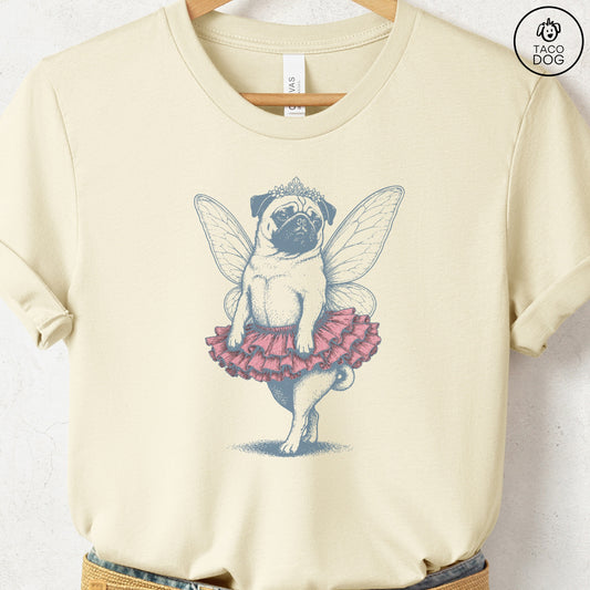 Pug Fairy T-Shirt Natural Taco-Dog