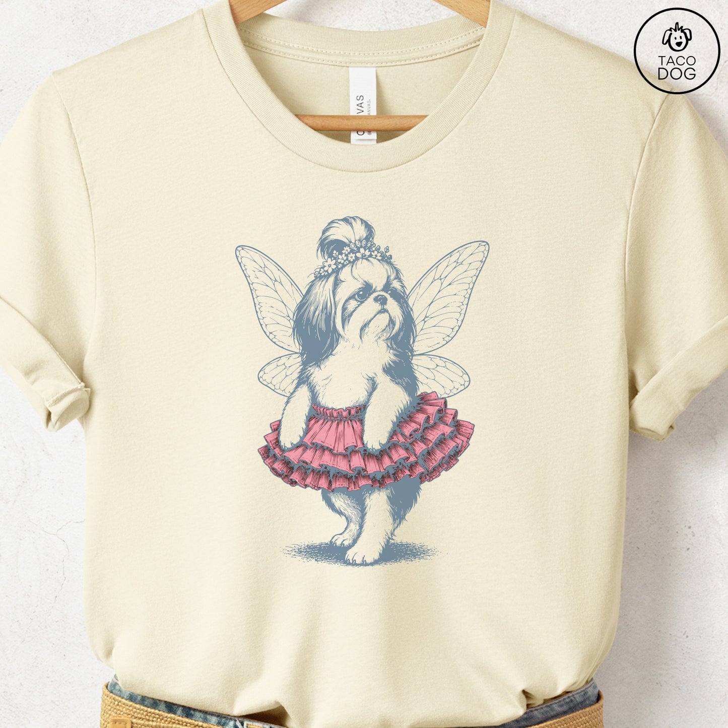 Shih Tzu Fairy T-Shirt Natural Taco-Dog