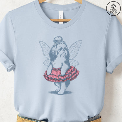 Shih Tzu Fairy T-Shirt Light Blue Taco-Dog