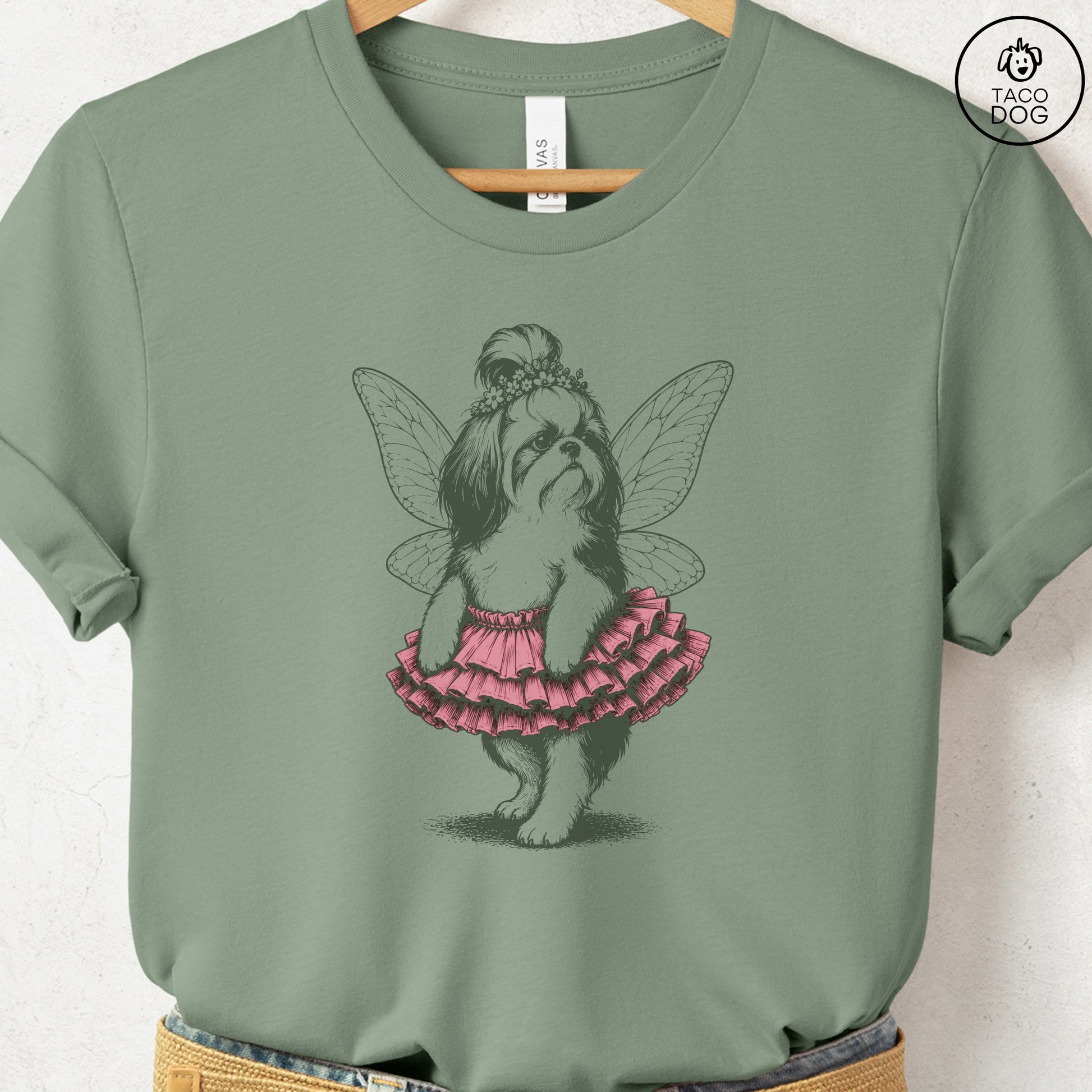Shih Tzu Fairy T-Shirt Sage Taco-Dog