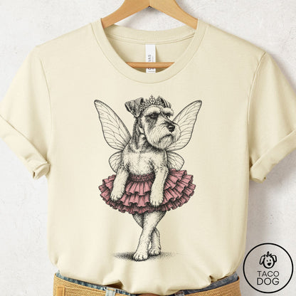 Schnauzer Fairy Black Ink T-Shirt Natural Taco-Dog