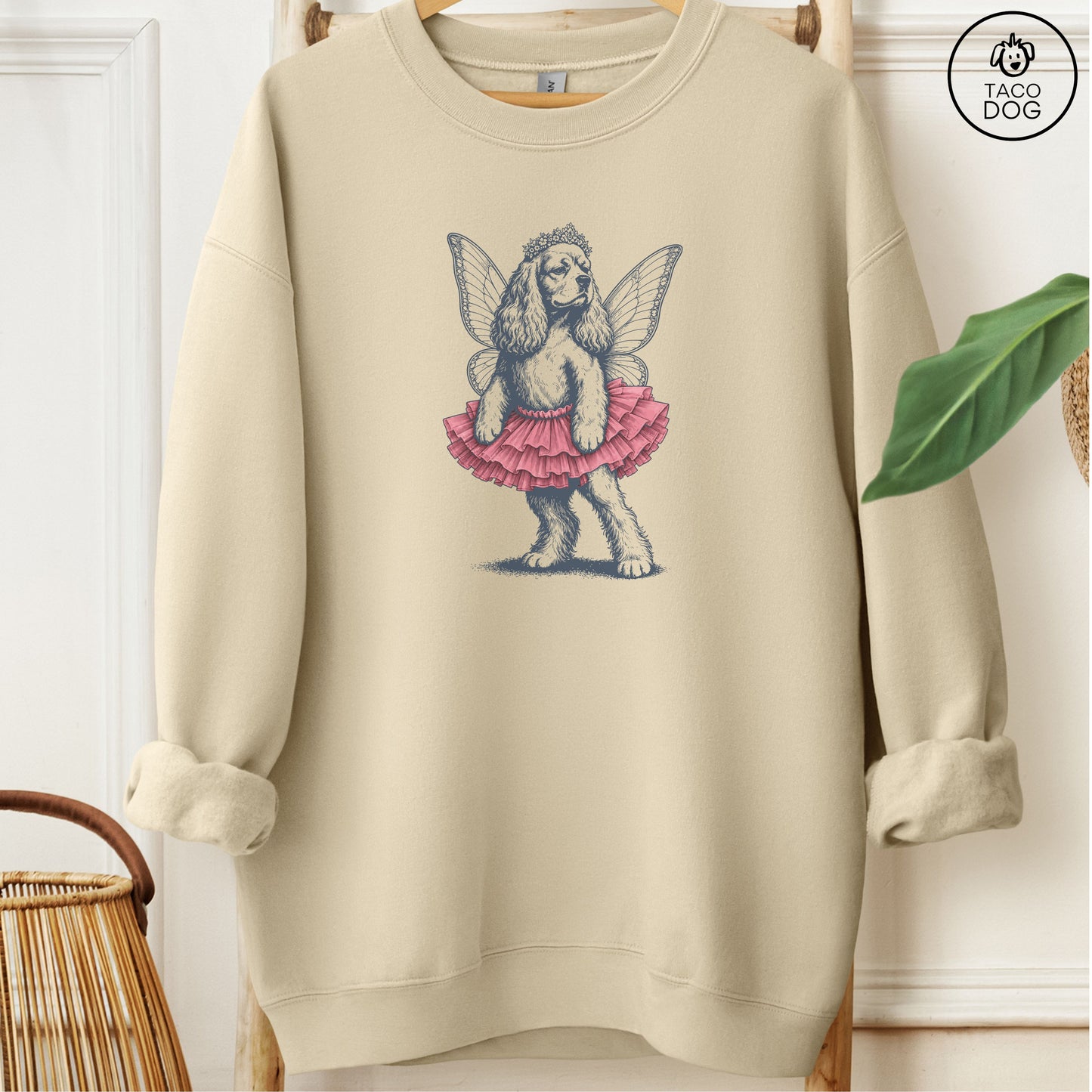 Cocker Spaniel Fairy American Sweatshirt Sand Taco-Dog