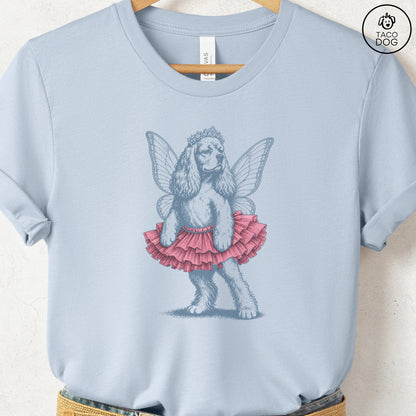Cocker Spaniel Fairy American T-Shirt Light Blue Taco-Dog
