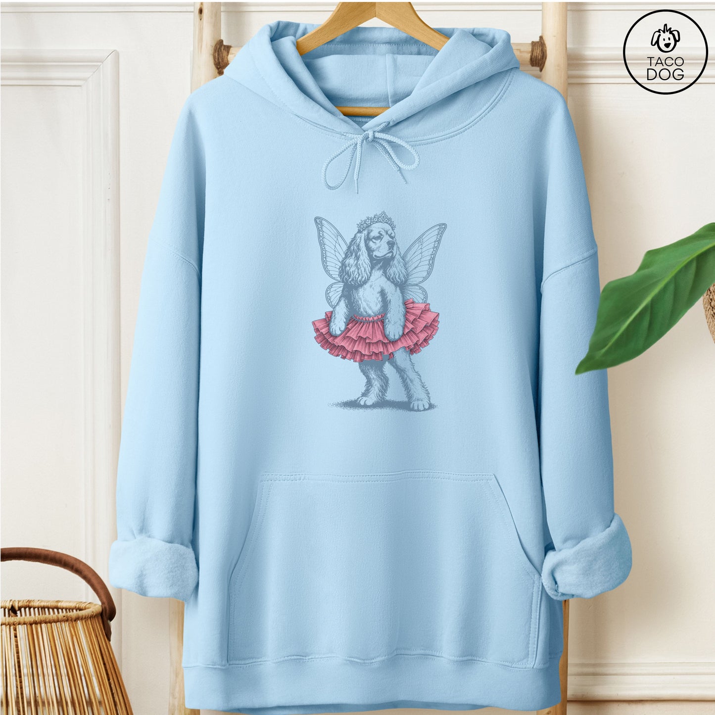 Cocker Spaniel Fairy American Hoodie Light Blue Taco-Dog