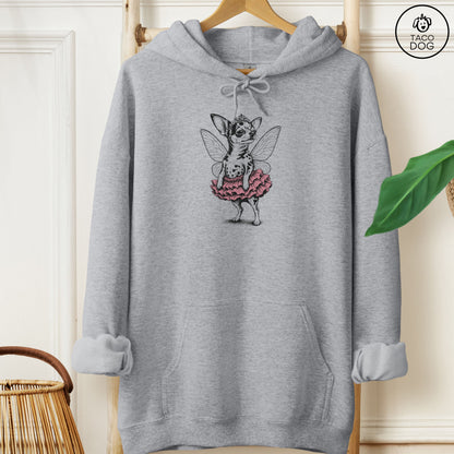 Chihuahua Fairy Black Ink Hoodie Graphite Heather Taco-Dog