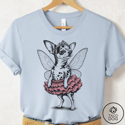 Chihuahua Fairy Black Ink T-Shirt Light Blue S Taco-Dog