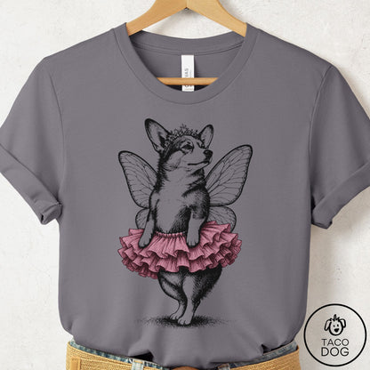 Corgi Fairy Black Ink T-Shirt Storm S Taco-Dog