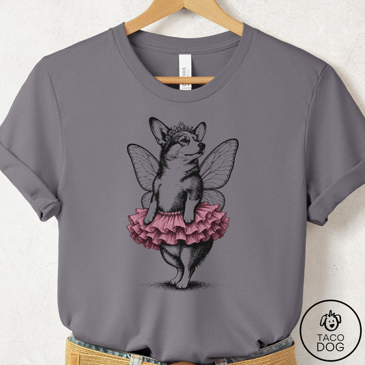 Corgi Fairy Black Ink T-Shirt Storm Taco-Dog