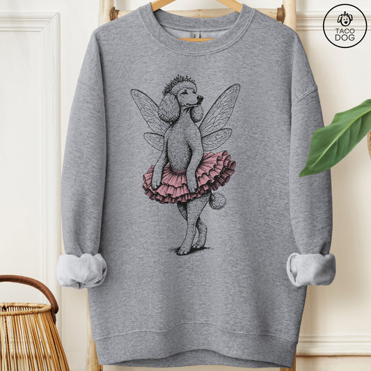 Poodle Fairy Black Ink Sweatshirt Graphite Heather M Taco-Dog