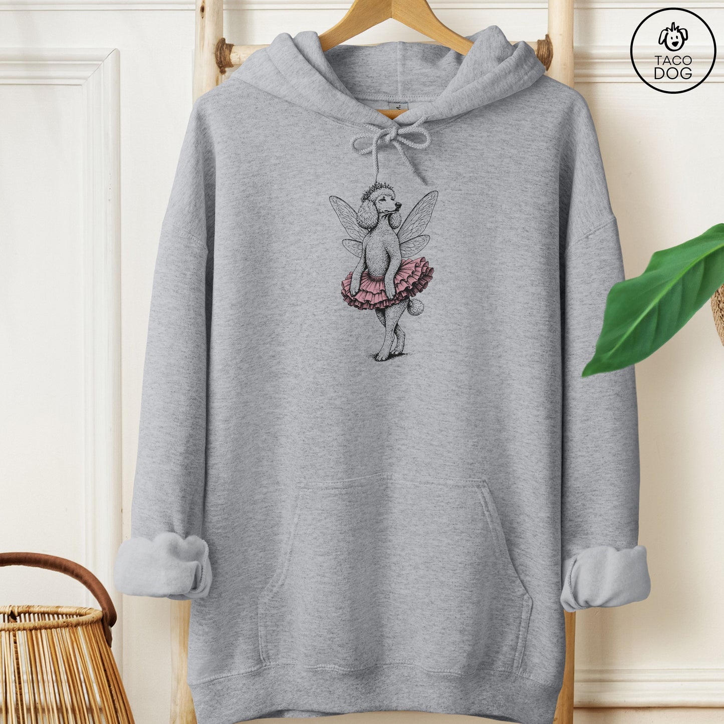 Poodle Fairy Black Ink Hoodie Graphite Heather S Taco-Dog