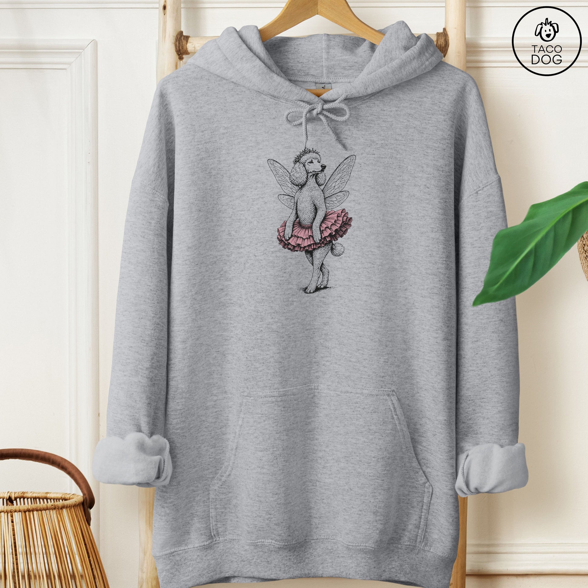 Poodle Fairy Black Ink Hoodie Graphite Heather S Taco-Dog