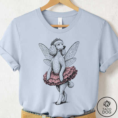 Poodle Fairy Black Ink T-Shirt Light Blue S Taco-Dog