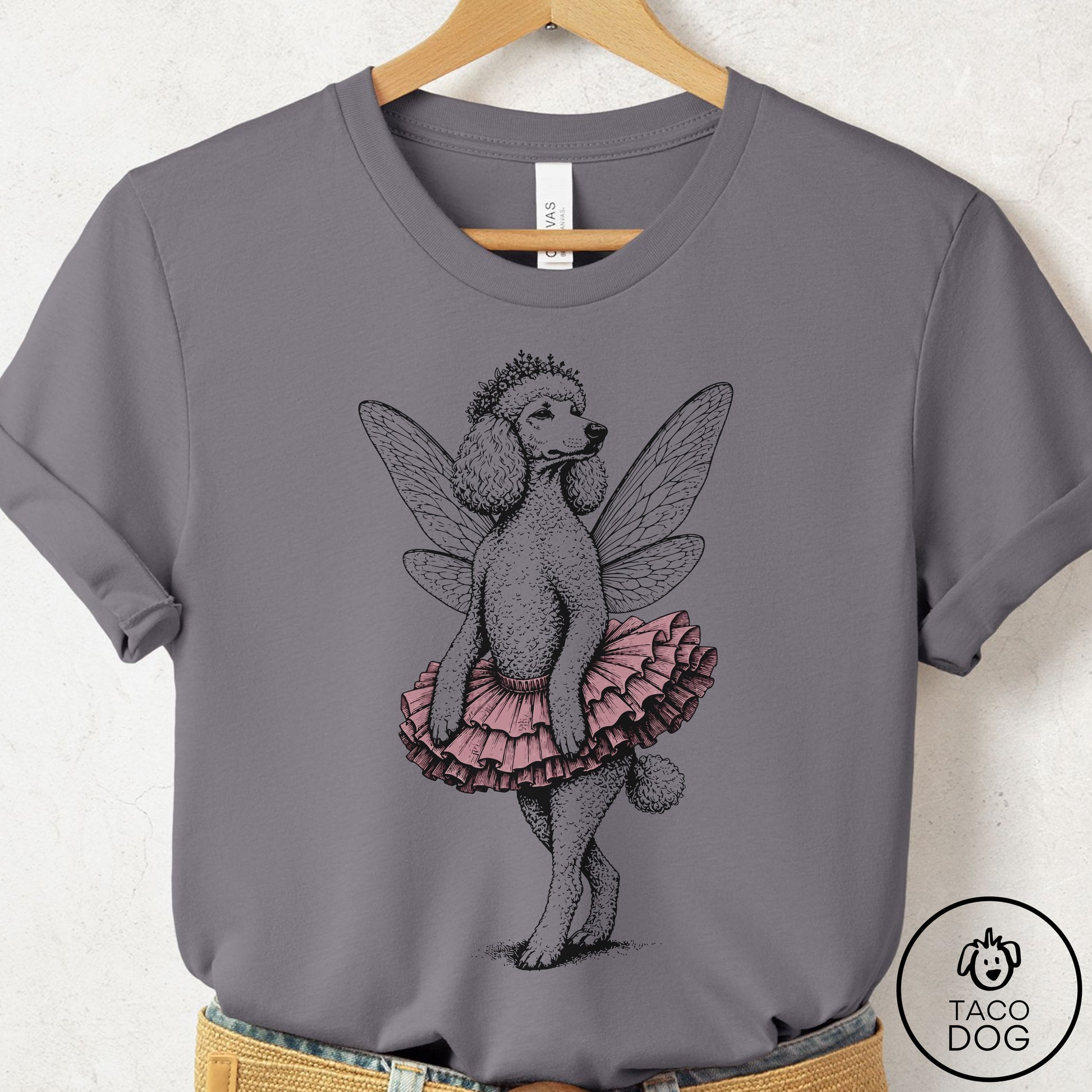 Poodle Fairy Black Ink T-Shirt Storm S Taco-Dog