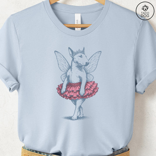 Bull Terrier Fairy T-Shirt Light Blue Taco-Dog