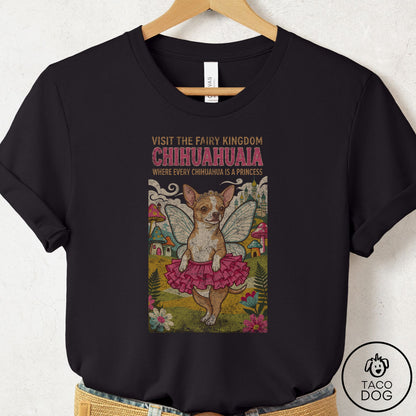Chihuahua Fairy Kingdom T-Shirt Black Taco-Dog
