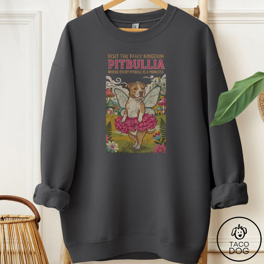 Pitbull Fairy Kingdom Sweatshirt Charcoal Taco-Dog