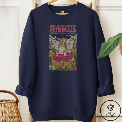 Pitbull Fairy Kingdom Sweatshirt Navy Taco-Dog