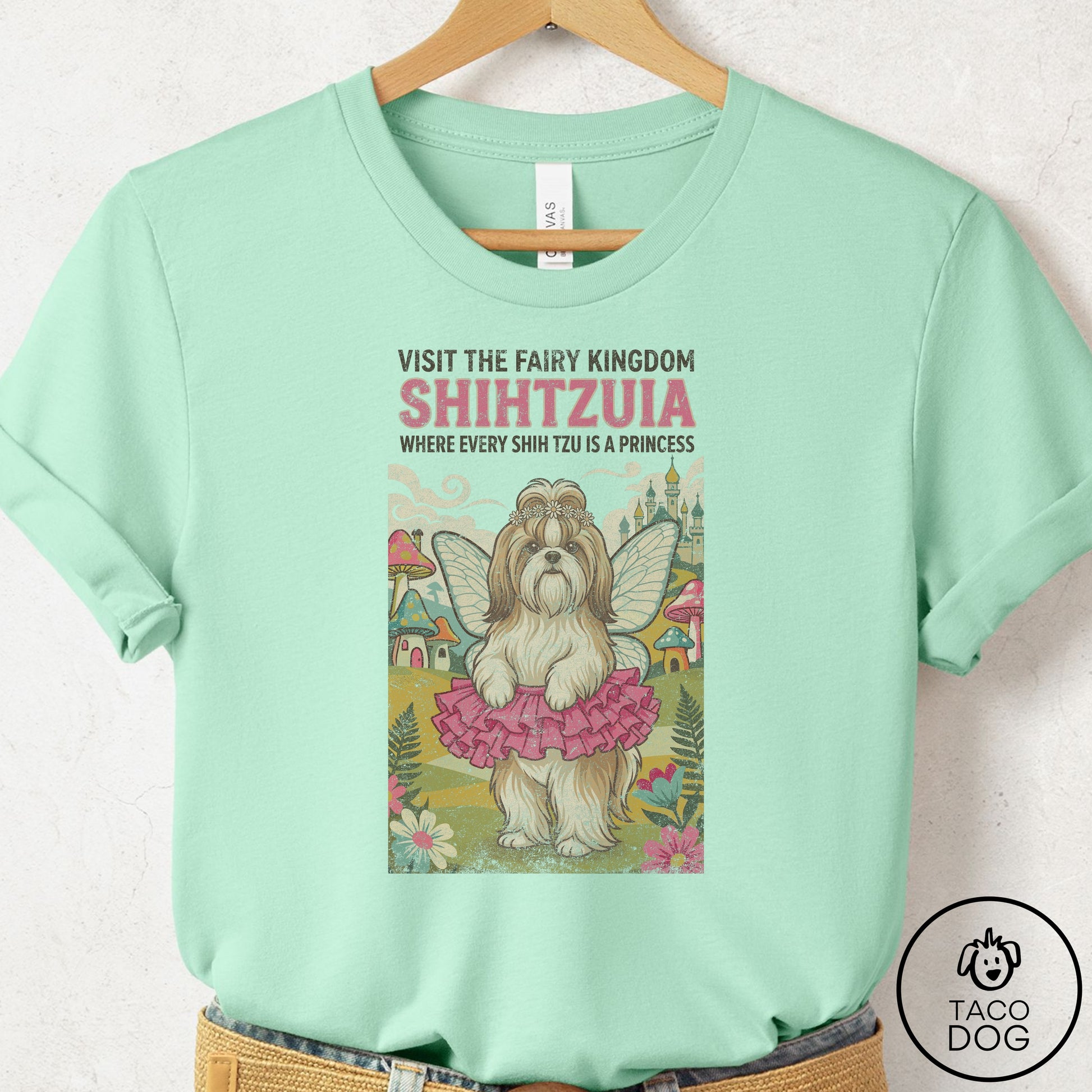 Shih Tzu Fairy Kingdom T-Shirt Mint Taco-Dog