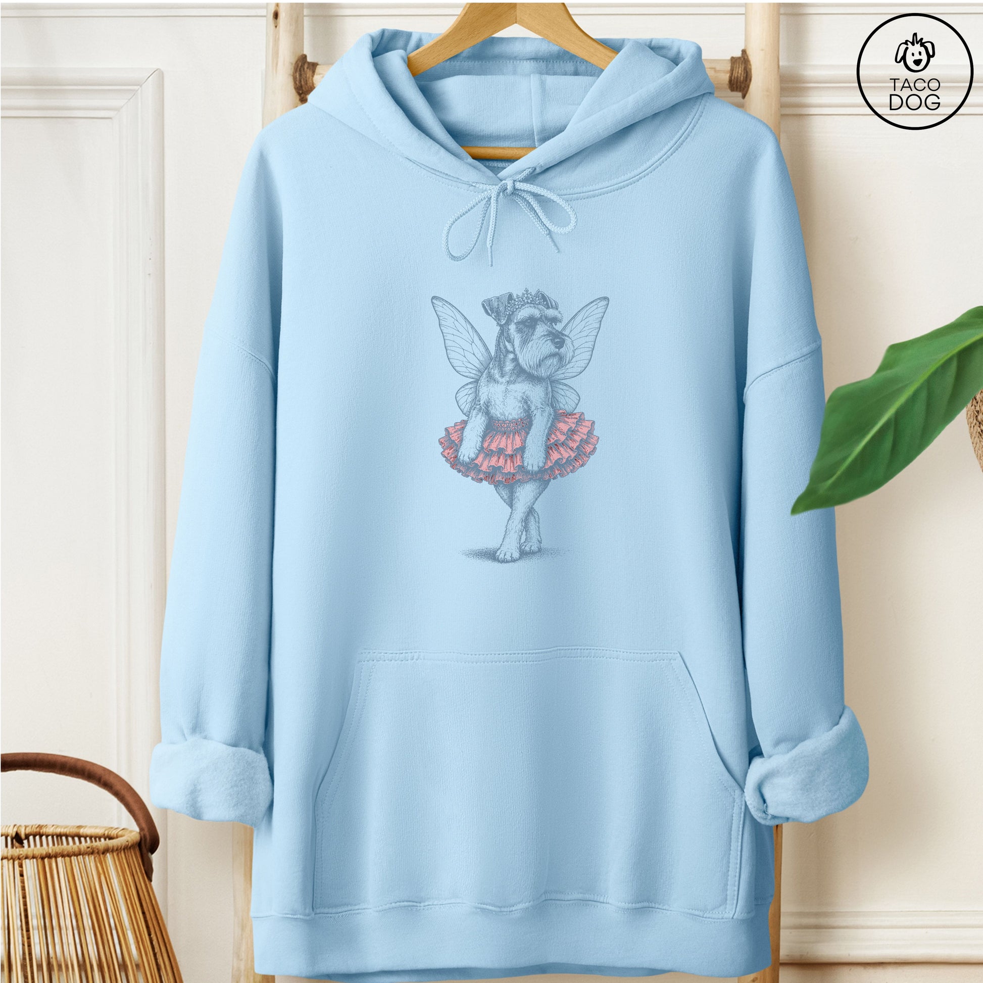 Schnauzer Fairy Hoodie Light Blue Taco-Dog