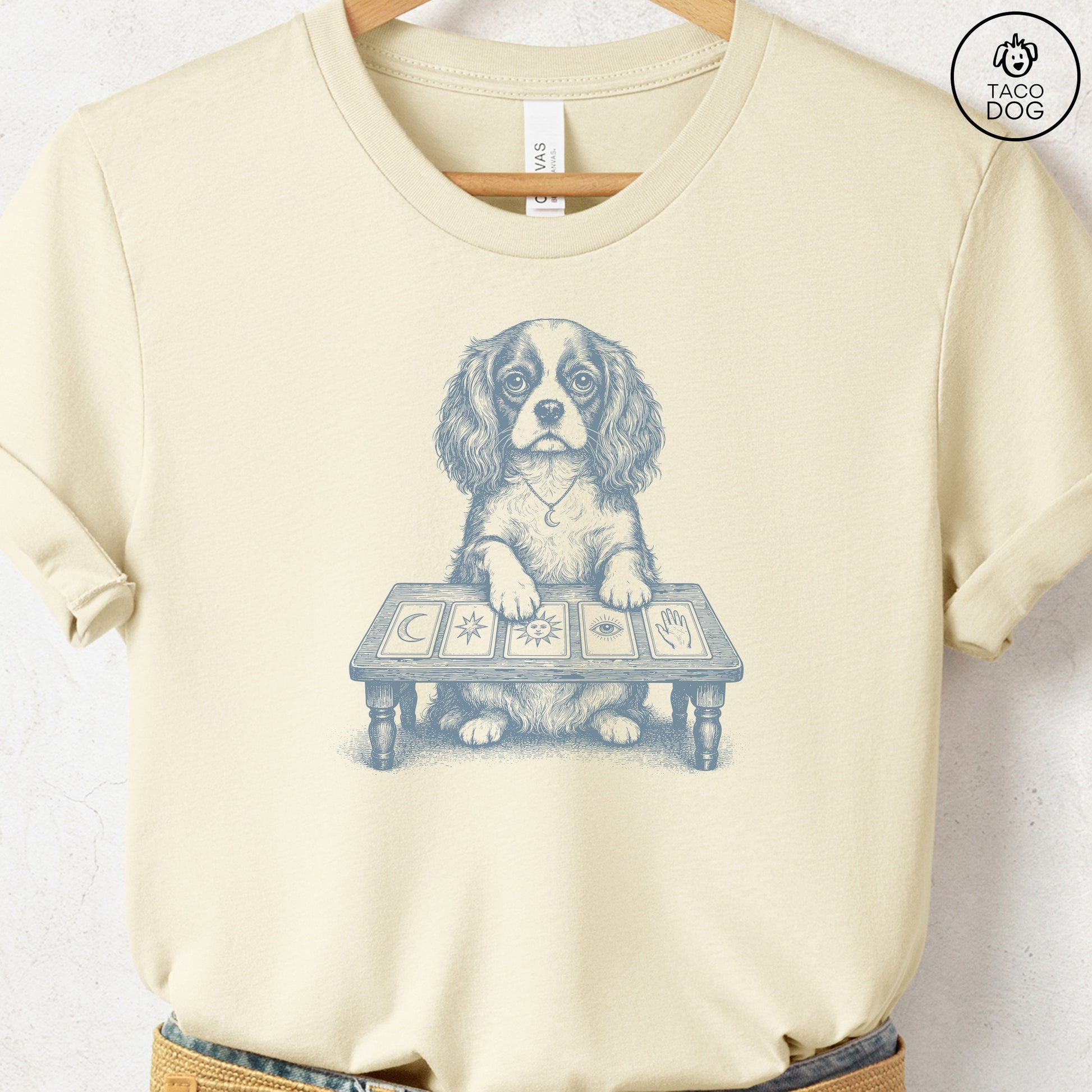 Cavalier King Charles Spaniel Fall Tarot T-Shirt Natural Taco-Dog