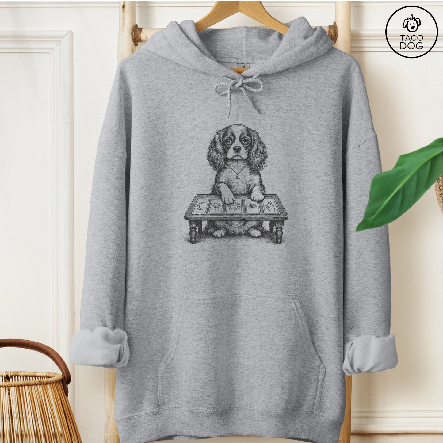 Cavalier King Charles Spaniel Fall Tarot Hoodie Graphite Heather Taco-Dog