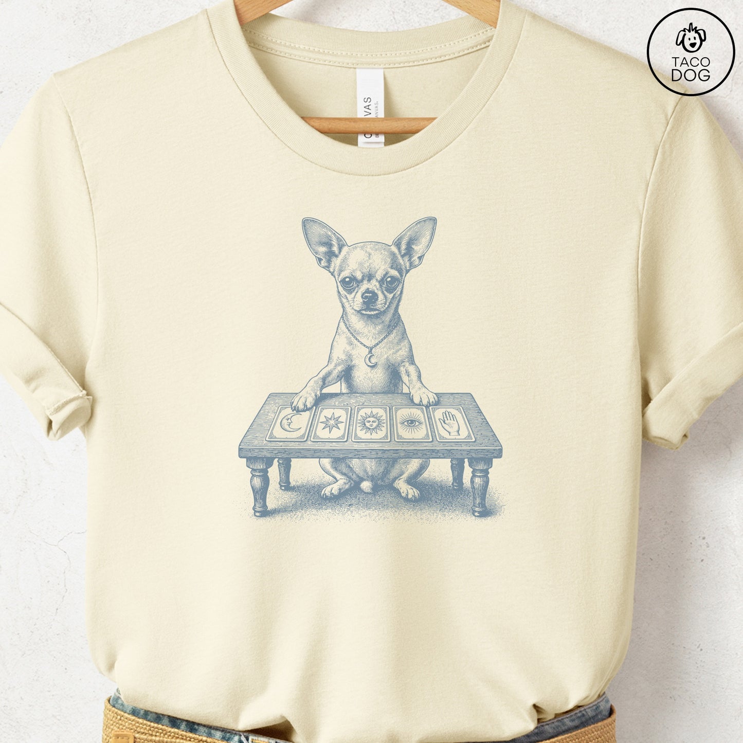 Chihuahua Fall Tarot T-Shirt Natural Taco-Dog