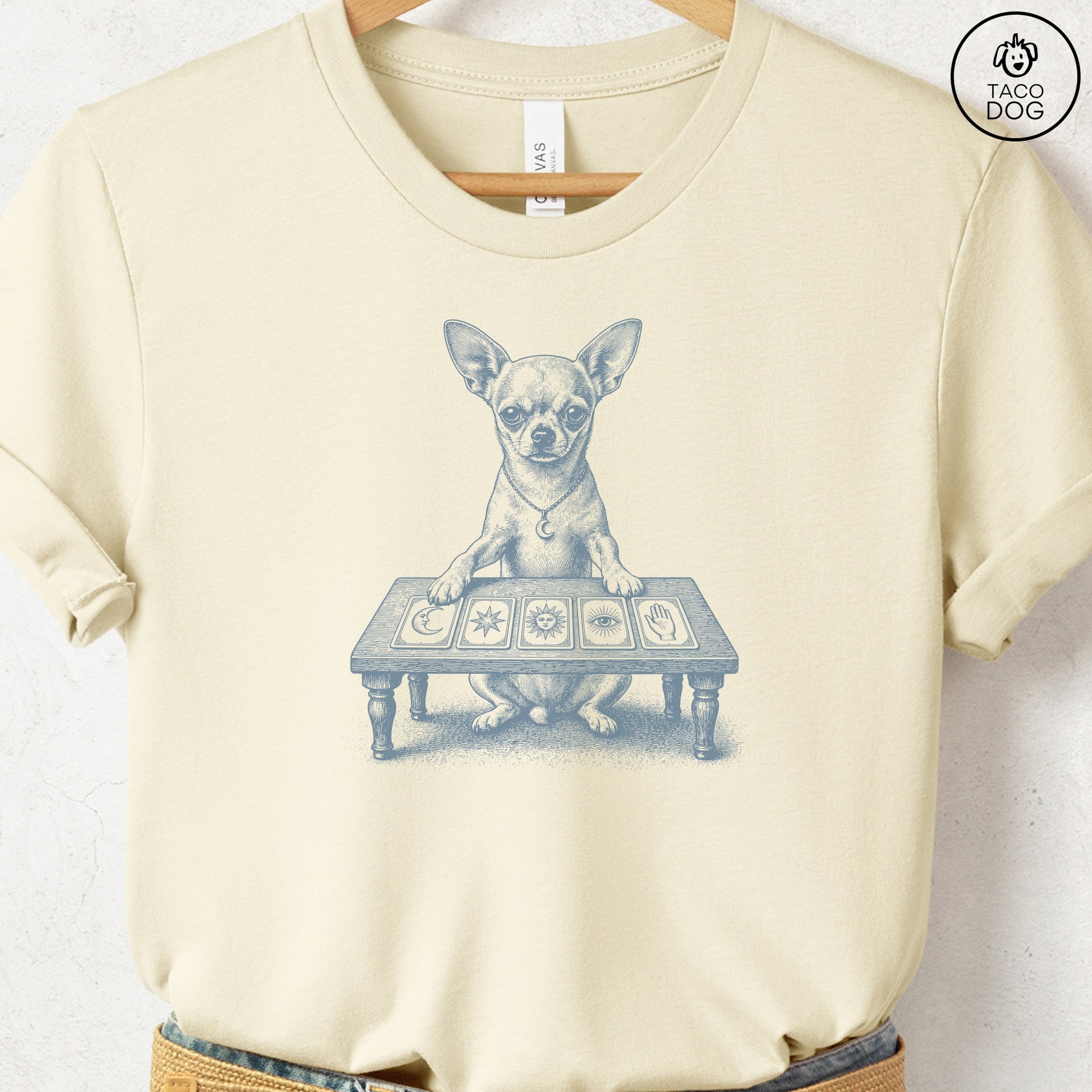 Chihuahua Fall Tarot T-Shirt Natural Taco-Dog