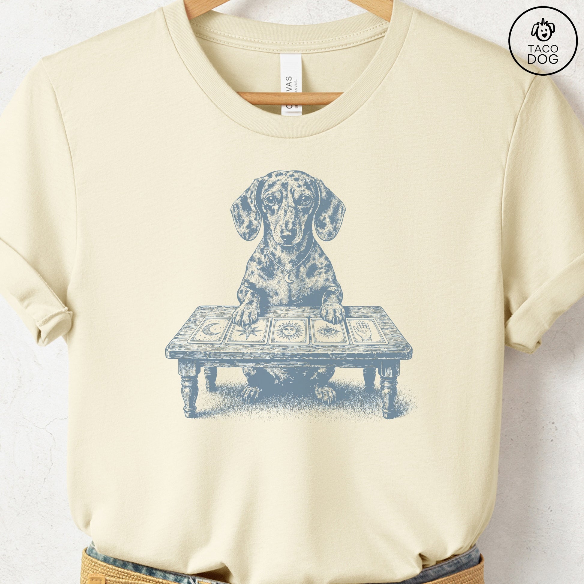 Dachshund Fall Tarot T-Shirt Natural Taco-Dog
