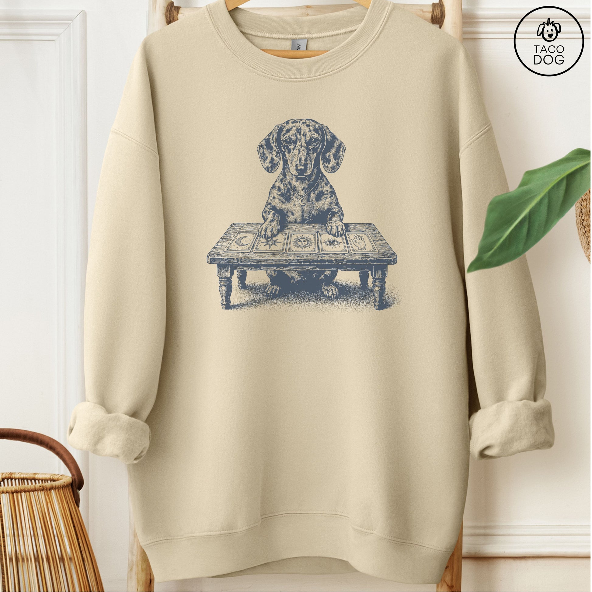 Dachshund Fall Tarot Sweatshirt Sand Taco-Dog