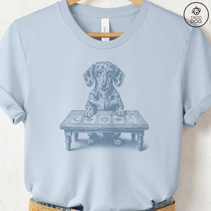 Dachshund Fall Tarot T-Shirt Light Blue Taco-Dog