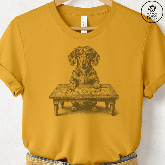 Dachshund Fall Tarot T-Shirt Mustard Taco-Dog