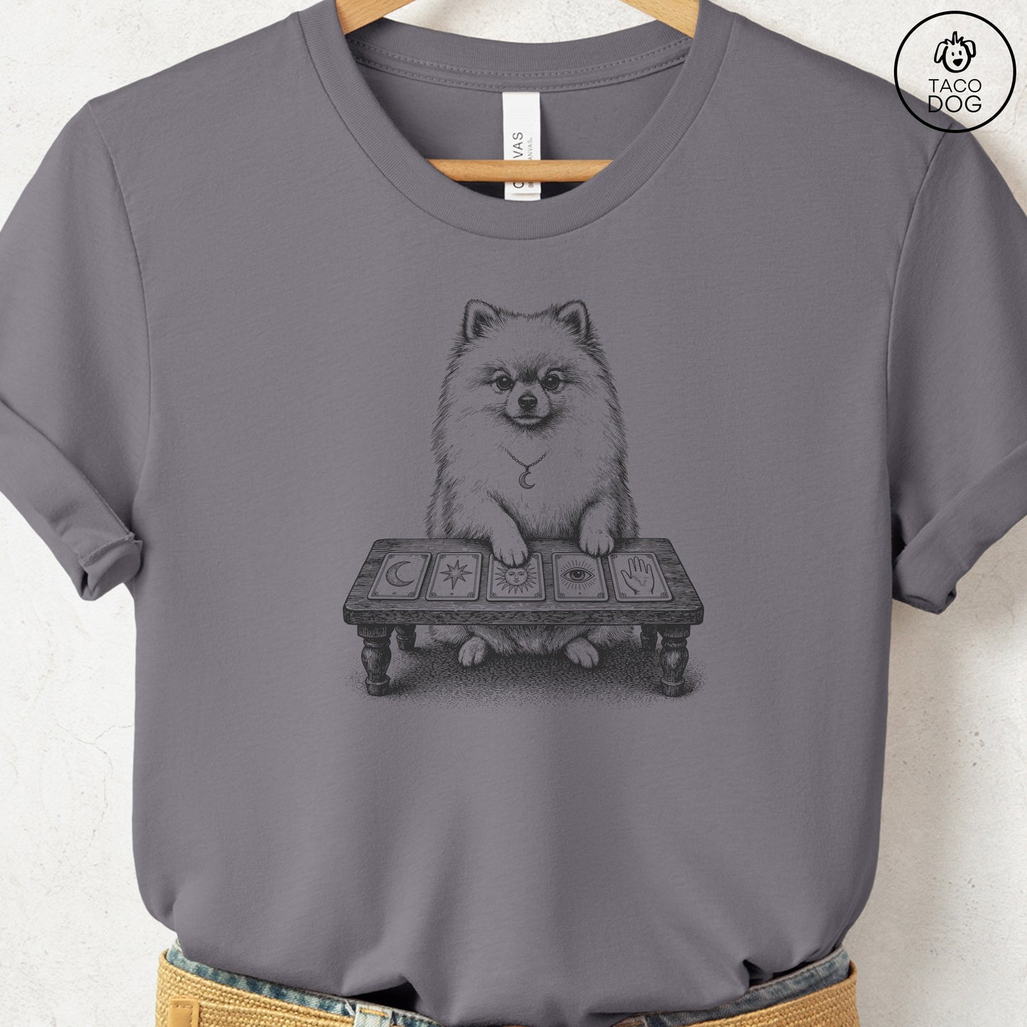 Pomeranian Fall Tarot T-Shirt Storm Taco-Dog